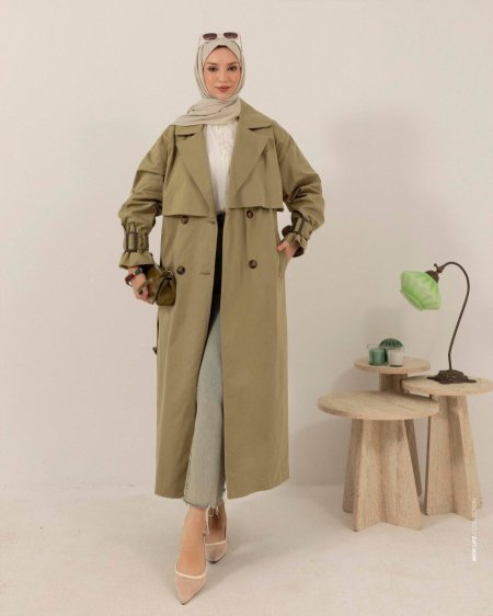 ترنش كوت باللون الاخضر